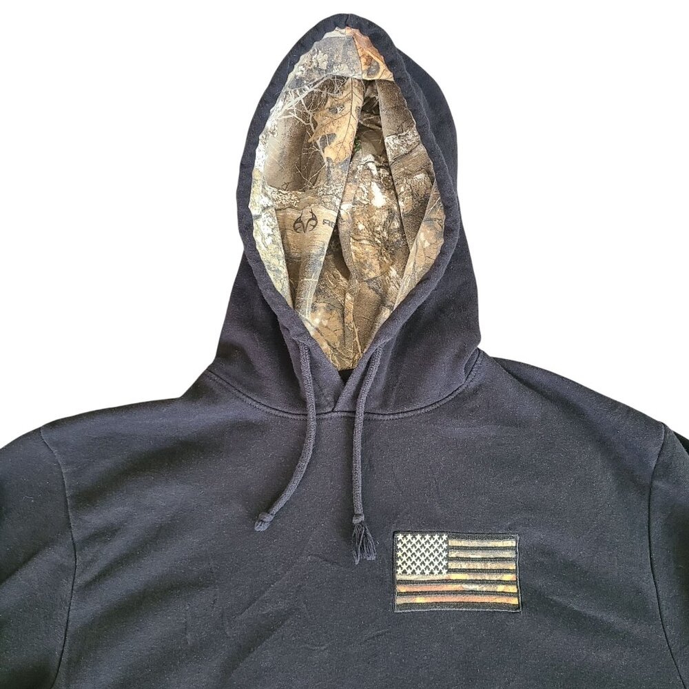 Buck Wear Patriotic Camo American Flag Hoodie Size Medium Sweatshirt - Picture 3 of 10